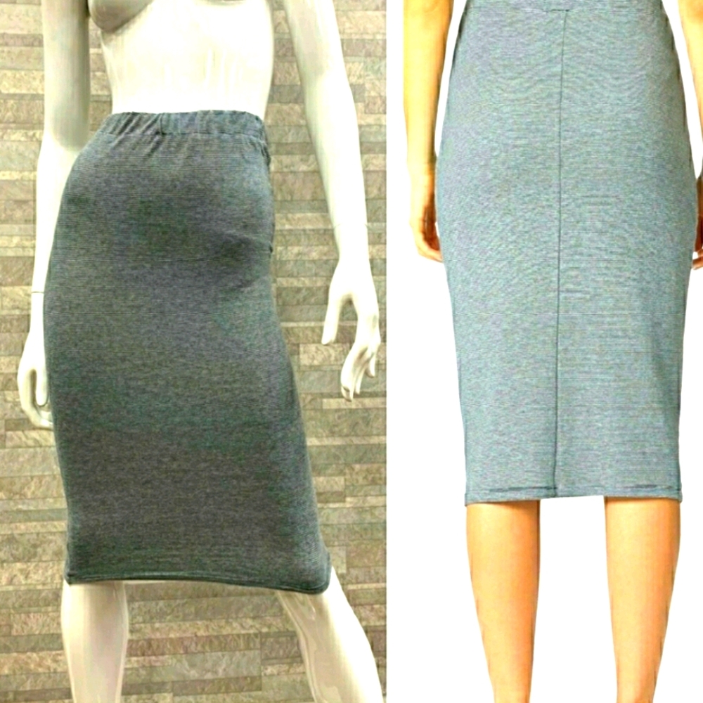Avec Les Filles striped cotton pencil skirt XS